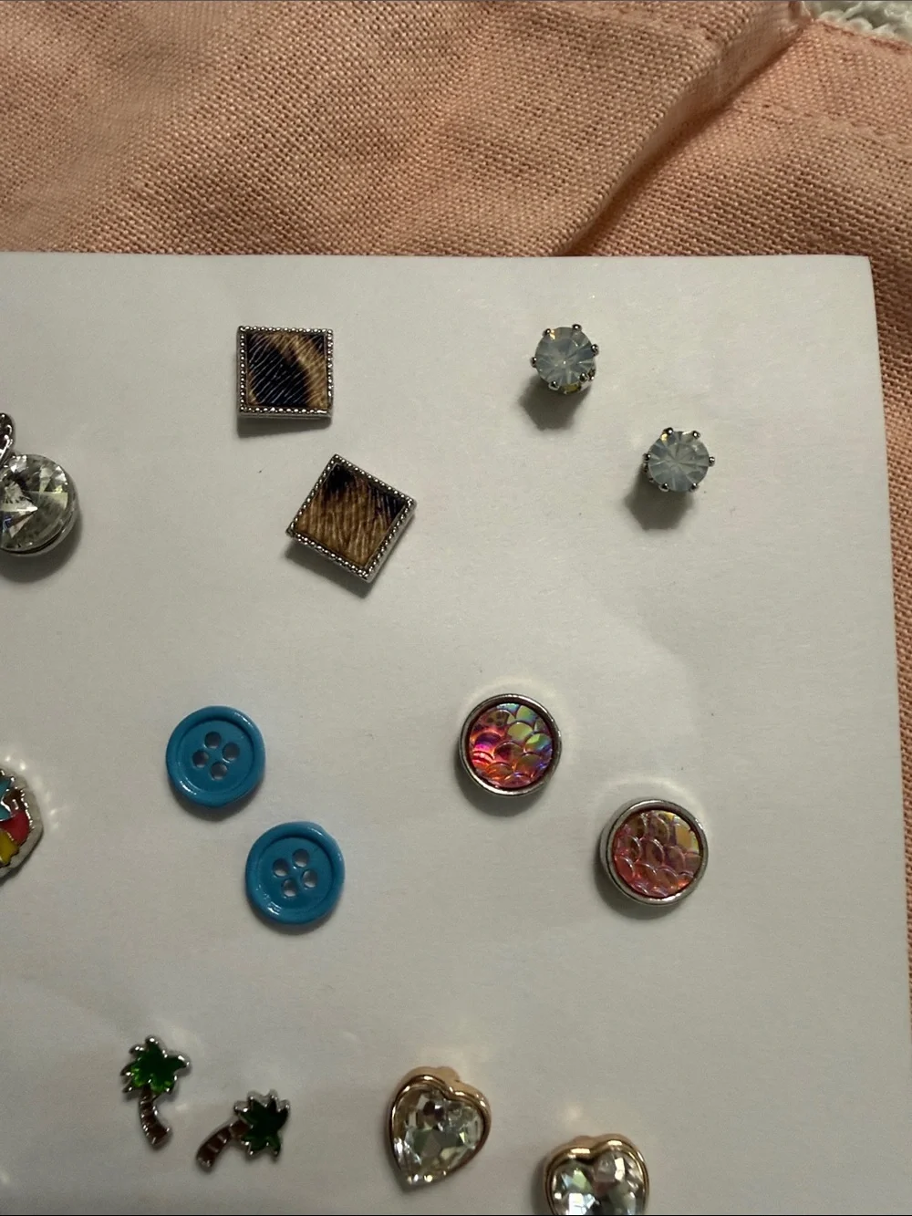 Assorted Small Pet Accessory Earrings - Green, Blue, Pink, Silver, Gold